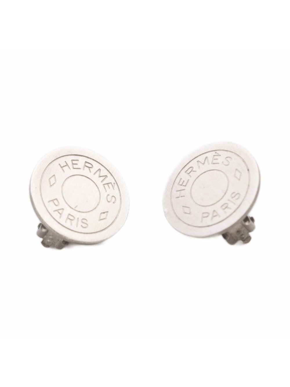 Hermes Sellier Earrings Silver